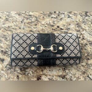 Vintage Gucci Horsebit canvas Continental wallet with chain